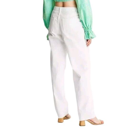 Womens FUTURE COLLECTIVE 8 Alani Noelle White Denim Jeans Waist Cutout Straight - Picture 3 of 9